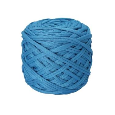 Imagem de Camiseta de 200 g de tecido elástico de crochê para tricô DIY, fio de tricô grosso para mão faça você mesmo, cesta de almofada, projetos de crochê, decoração de casa (azul)