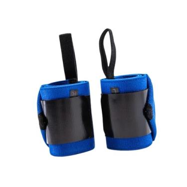 Imagem de rockible 2x Pulseiras de Fitness Proteção de Pulso com Alça de Polegar Pulseira de Compressão de Pulso para Powerlifting Musculação, Azul