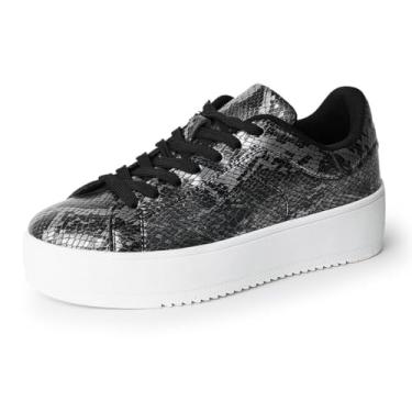 Imagem de J. Adams Hero Platform Tênis feminino casual com cadarço moderno, leopardo, Píton cinza, 8.5