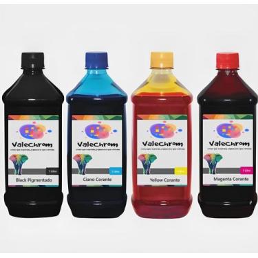 Imagem de Kit 4 Tinta Compatível HP 21 22 27 28 56 e 57 de 1L BK Pigmentado - Va