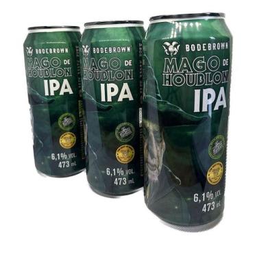 Imagem de kit 3 Cervejas Mago De Houblon Latão 473ml Ipa Bodebrown