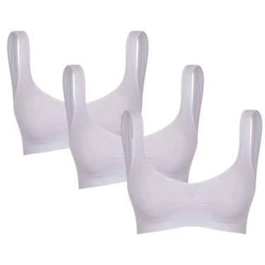 Imagem de Kit Com 3 Top Liso Básico Sem Bojo E Sem Costura Feminino Adulto Trifi