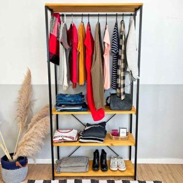 Imagem de Arara de Roupas High Style Industrial Ample Nozes e Preto - ArtFactory