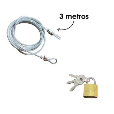 Imagem de Kit Cabo Lacre De Aço + Cadeado - Lacre Bagagem Anti Furto Travel Airp