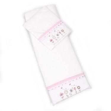 Imagem de Colchonete Colchão Carrinho Moisés bebê 2 pc Bordado 80x32 - Dolce Aff