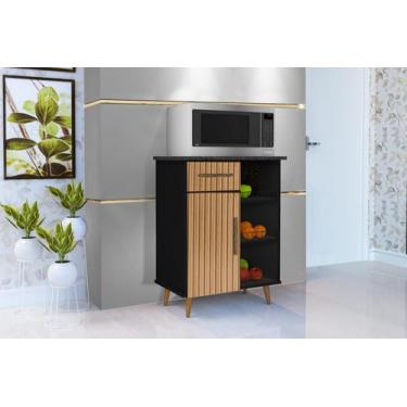 Imagem de Balcão / Fruteira CRIS Estilo Retrô com 1 Gaveta + 1 Porta Cor Preto /