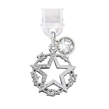 Imagem de ELISE & FONDA TP496 Tipo-C porta de carregamento antipoeira pequena estrela de cristal pingente de telefone celular para iPhone 15/16/Samsung/OnePlus/Xiaomi/oppo telefones Android (branco), approx. 2