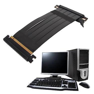 Imagem de Cabo Riser PCIE 4.0, Cabo de Extensão de Placa Gráfica PCIE 4.0X16, Cabo de Extensão de Placa Gráfica GPU de Porta PCI-E de Alta Velocidade Flexível Reverso de 180 graus. (Preto)