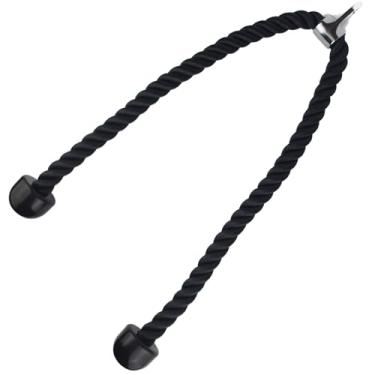 Imagem de FOLUXING Corda longa de tríceps para sistema de polia de academia doméstica, acessório de puxar de corda de 116 cm, acessório de cabo de corda tríceps, corda de puxar para baixo para academia pública