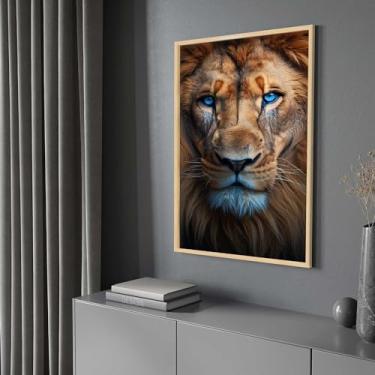 Imagem de Quadro com Moldura Leão de Judá Face Quadro Leão Decorativo Grande Sala Quarto Hall