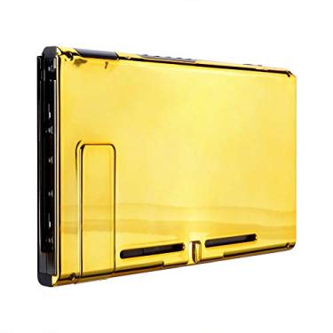 Imagem de EXtremeRate — Capa de reposição para painel traseiro cromado para Nintendo Switch com suporte — Joycon Shell não incluído, Chrome Gold, Console Back Plate