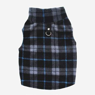 Imagem de PIXRIY Suéter para cães, colete de lã macio com anel de trela, pulôver, jaqueta, roupas de inverno para cães de estimação para filhotes de cachorro pequeno gato chihuahua yorkshire para o Natal (2GG, xadrez cinza preto)