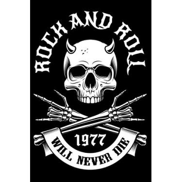 Imagem de Elvis Rock And Roll Will Never Die 1977 Hard Rocker: DIN A5 Kariert 120 Seiten / 60 Blätter Notizbuch Notizheft Notiz-Block Rock N 'Roll Motive & Heavy Metal Geschenke