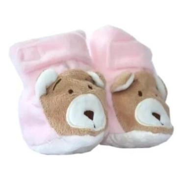 Imagem de Pantufa Para Bebê Ursinho Nino Rosa Zip Toys
