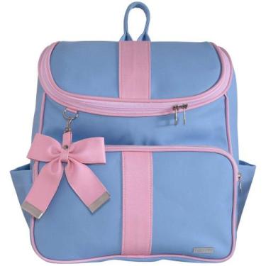 Imagem de Mochila Maternidade Laço Charme Rosa e Azul - Decalta