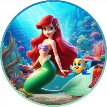 Imagem de Painel Redondo Ariel Pequena Sereia 3D -IMPAKTO VISUAL