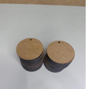 Imagem de 100 Bolacha 5cm Mdf Cru Aplique/base/pintura/chaveiro C/furo Redondo/c