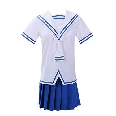 Imagem de Fruits Basket Toru Fantasia Cosplay Uniforme Escolar Conjunto Completo de Marinheiro, Fantasia + peruca, Female M