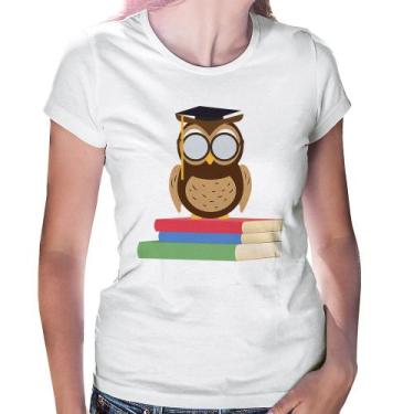 Imagem de Baby Look Coruja Estudante - Foca na Moda, Branco, GG