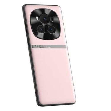 Imagem de POYUFRG Capa de couro vegano para Honor Magic 6 Pro/6, proteção de câmera minimalista ultrafina e leve capa de borda de silicone macio, rosa, 6