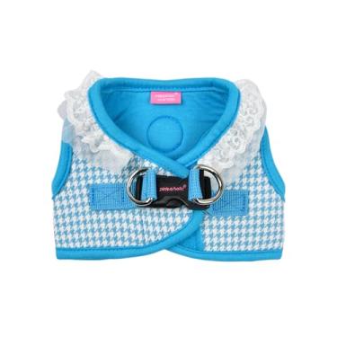 Imagem de Pinkaholic New York Davina Peitoral para cães (Step-in) Padrão Houndstooth moderno fofo primavera verão arnês para cães pequenos, azul, grande