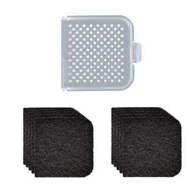 Imagem de FOXORU 10 filtros de ar de substituição para caixa de areia para gatos com 1 capa de porta de compartimento de filtro, filtro de odor de carbono, caixa de areia de aço inoxidável fechada de algodão