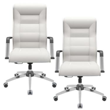 Imagem de Kit 02 Cadeiras De Escritório Giratória Presidente Base Cromada Kirk P