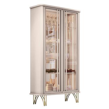 Imagem de Cristaleira de Vidro com Espelho e LED Lucie Off White H01 - D`Rossi