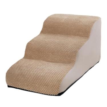 Imagem de Generic Escadas de cachorro para cães pequenos 3 degraus com cobertura lavável removível para cama alta e degraus para animais de estimação, Bege