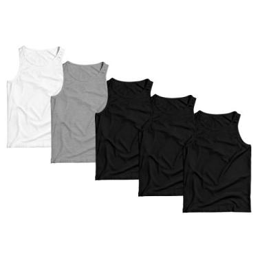 Imagem de Kit 5 Regatas Masculina Camiseta Lisa Premium Algodão Camisa - Basic F