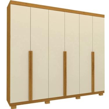 Imagem de Guarda Roupas Roupeiro Casal Gelius Imperatriz 100% mdf com 230 cm de Largura 06 portas 4 gavetas com pés Naturale off White