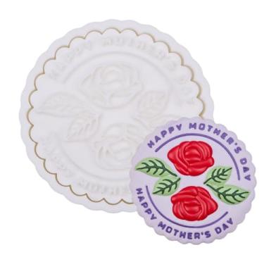Imagem de Cortadores de biscoito para o Dia das Mães com carimbos de êmbolo e cabo detalhado de 8,9 cm para assar com a vovó, ferramenta fácil de pressionar para biscoitos de imagem
