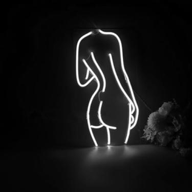 Imagem de SHANJIA Neon Light, néon para meninas, sinais de néon para mulheres, néon para mulheres sexy, sinais de néon decorados nas paredes, festas de bar em quartos familiares (branco)