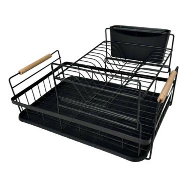 Imagem de Escorredor De Loucas Em Metal Duplo Bremen Preto 44x31x24cm