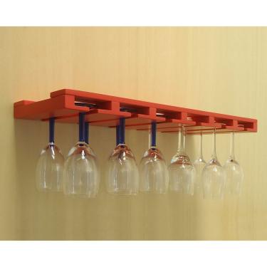Imagem de Porta Taças Reto Suporte Decorativo Para Adegas Bar Vermelho Laca