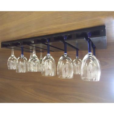 Imagem de Porta Taças Reto Suporte Decorativo Para Adegas Bar Preto Laca