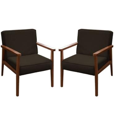 Imagem de Kit 2 Poltronas Decorativa Vitória Corino Marrom Escuro