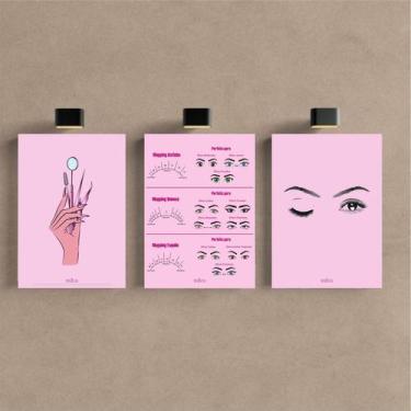 Imagem de Kit 3 Quadro Decorativo Cílios Lash Design Sobrancelha Salão - Telech,