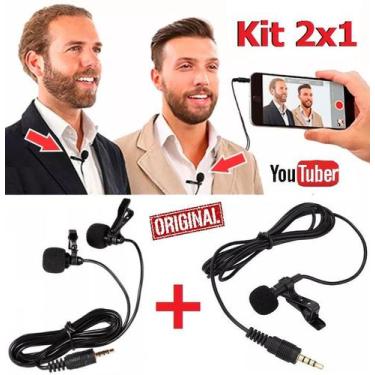 Imagem de Microfone de Lapela + Microfone Duplo Celular Smartphone Universal You