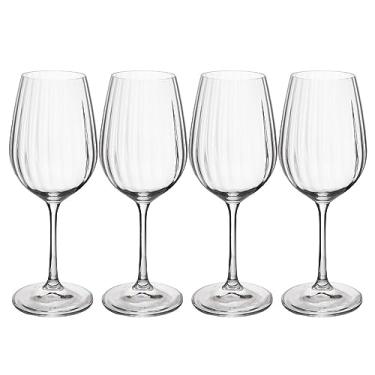 Imagem de Mikasa Taças de vinho branco de cristal Treviso, 350 ml, conjunto de 4 copos finos transparentes sem chumbo com efeito ondulado para celebrações