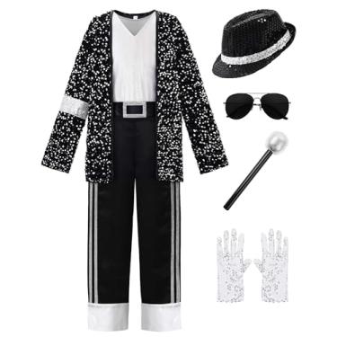 Imagem de ReliBeauty fantasia de estrela de dança dos anos 80 para meninos e meninas dos anos 90, fantasia de dramatização para crianças, Multicolorido., 5-6/120