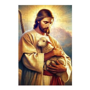 Imagem de Quebra-Cabeças Inclusivo Jesus O Bom Pastor De 60 Peças - Coleção Tea 