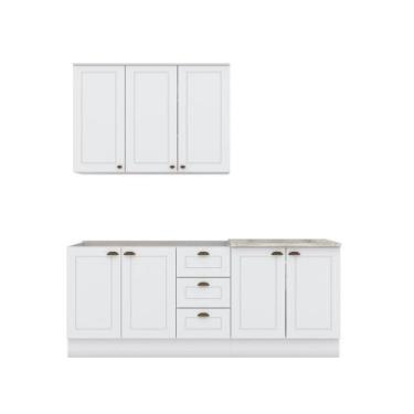 Imagem de Cozinha Compacta Modulada 200cm Americana 7 Portas 3 Gavetas Henn - Br