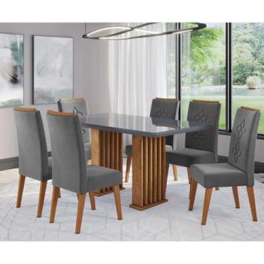 Imagem de Conjunto Sala de Jantar Laurent 160x90cm Tampo com Vidro e 6 Cadeiras 