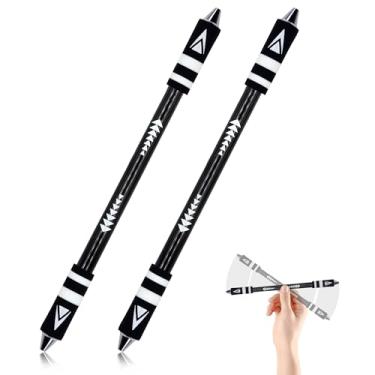 Imagem de YITOBA Pacote com 2 canetas giratórias, canetas fidget pesadas de 21 cm para adultos com contas de metal, antideslizantes para jogos e mod para iniciantes para aliviar o estresse, sem recarga (preto)