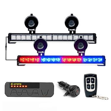 Imagem de Xprite Luzes de painel estroboscópicas de emergência LED vermelho e azul, viseira interna de para-brisa, barras de luz intermitentes para policiais, veículos POV, caminhões