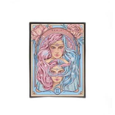 Imagem de Quadro Vintage Signo Gêmeos 45X34Cm Com Vidro Moldura Preta