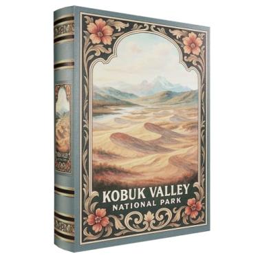 Imagem de XIAOAIKA Caixa decorativa de madeira – Caixas de livros falsas vintage com design de parque nacional, armazenamento secreto com fecho magnético, capa de couro, perfeita para estante de escritório em