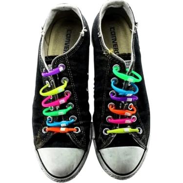 Imagem de Kit Cadarço de Silicone Colorido – Flexível, Sem Amarração e Compatível com Tênis 12 cadarços