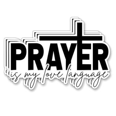 Imagem de (3 peças) Adesivo de linguagem Prayer is My Love Decalques inspiradores decorar livros, laptop, celular, garrafas de água, Kindles, Tumbler, adesivos de vinil à prova d'água 7,6 x 6,3 cm